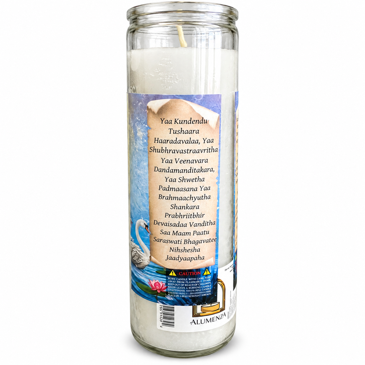 Saraswati devotional candle alternate view