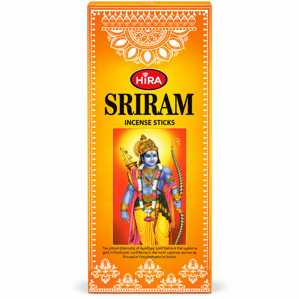 Hira Sriram incense packaging, edited product photograph